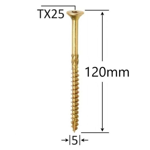 Surub Dulgherie Cap Inecat 5x120mm Torx TX25 - 100buc/cutie