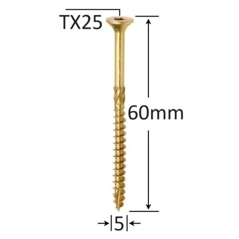 Surub Dulgherie Cap Inecat 5x60mm Torx TX25 - 200buc/cutie