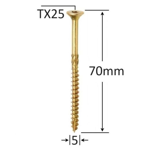 Surub Dulgherie Cap Inecat 5x70mm Torx TX25 - 200buc/cutie