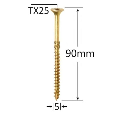 Surub Dulgherie Cap Inecat 5x90mm Torx TX25 - 200buc/cutie
