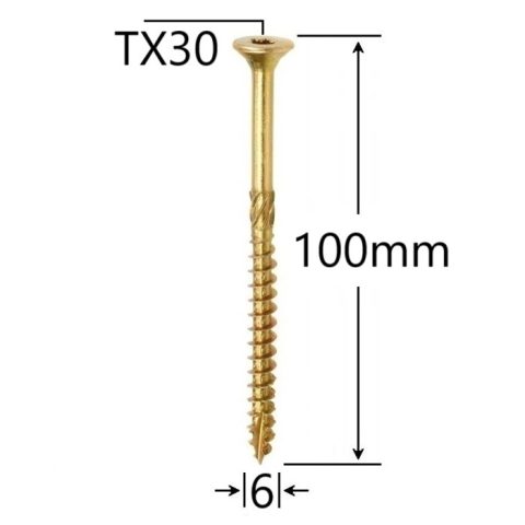 Surub Dulgherie Cap Inecat 6x100mm Torx TX30 - 100buc/cutie