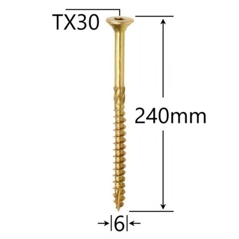 Surub Dulgherie Cap Inecat 6x240mm Torx TX30 - 100buc/cutie