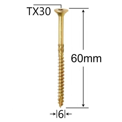 Surub Dulgherie Cap Inecat 6x60mm Torx TX30 - 100buc/cutie