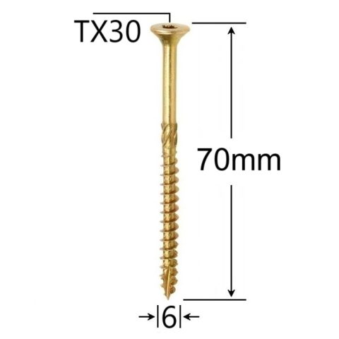 Surub Dulgherie Cap Inecat 6x70mm Torx TX30 - 100buc/cutie