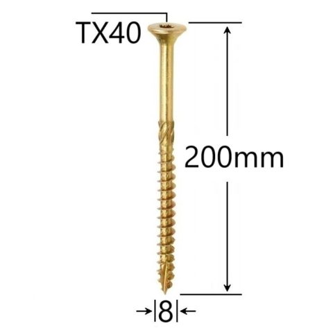 Surub Dulgherie Cap Inecat 8x200mm Torx TX40 - 50buc/cutie