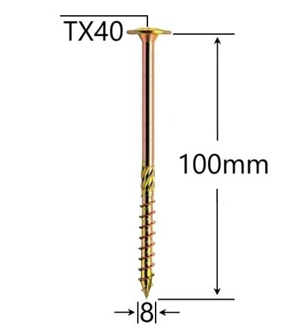 Surub Dulgherie Cap Plat 8x100mm Torx TX40 - 50buc/cutie