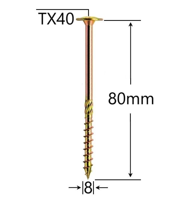 Surub Dulgherie Cap Plat 8x80mm Torx TX40 - 50buc/cutie
