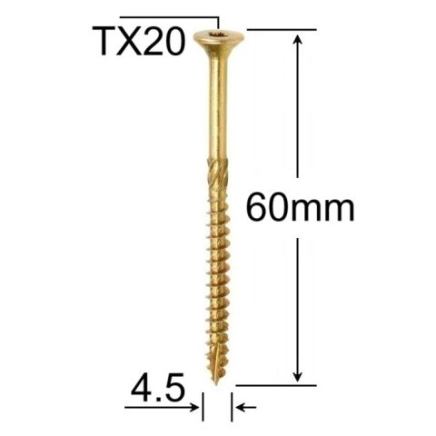 Surub Dulgherie Cap Inecat 4.5x60mm Torx TX25 - 250buc/cutie