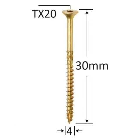 Surub Dulgherie Cap Inecat 4x30mm Torx TX20 - 500buc/cutie