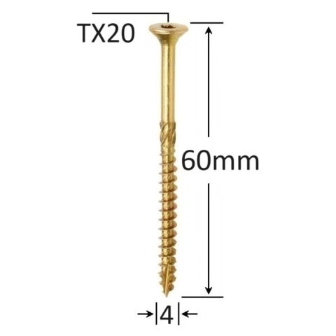 Surub Dulgherie Cap Inecat 4x60mm Torx TX20 - 250buc/cutie