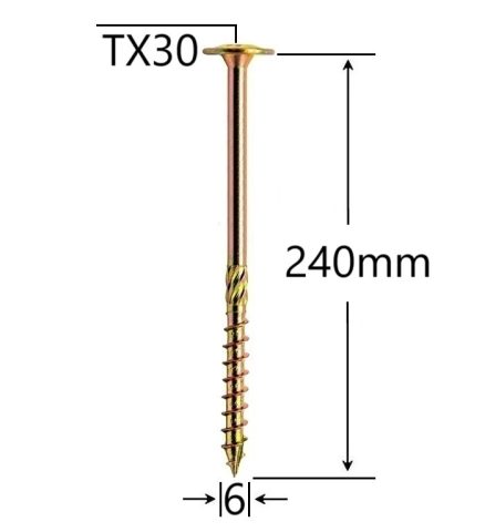 Surub Dulgherie Cap Plat 6x240mm Torx TX30 - 100buc/cutie