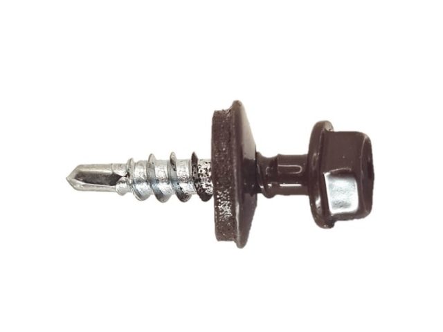 Surub Autoforant Cap Hexagonal 4.8x25mm Maro RAL 8017 - 250 buc/cutie