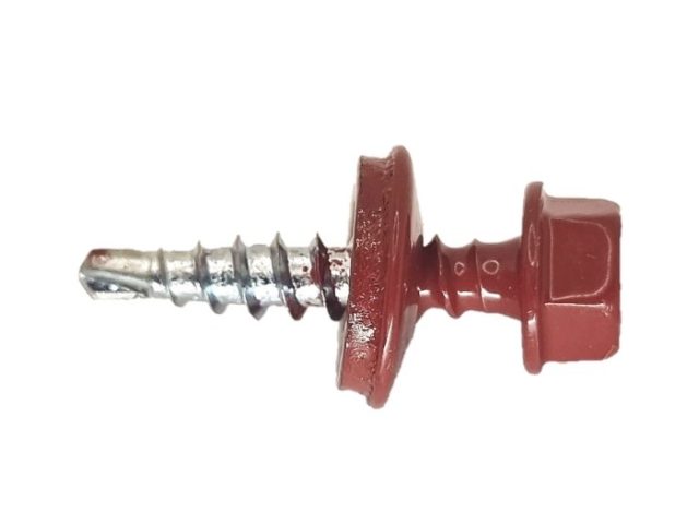 Surub Autoforant Cap Hexagonal 4.8x25mm Rosu RAL 3011 - 250 buc/cutie