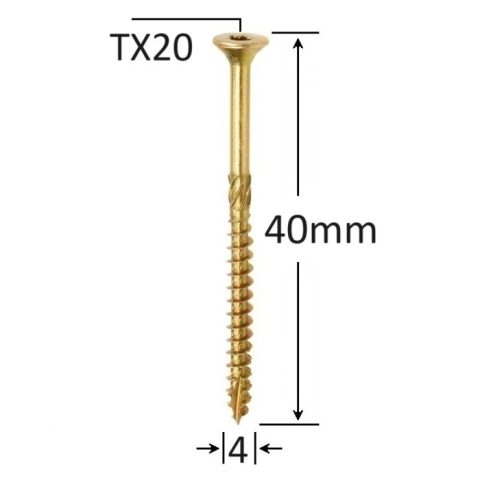 Surub Dulgherie Cap Inecat 4x40mm Torx TX20 - 400buc/cutie