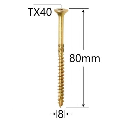 Surub Dulgherie Cap Inecat 8x80mm Torx TX40 - 50buc/cutie