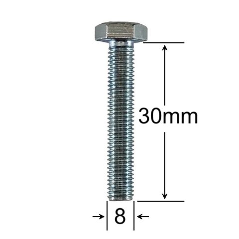 Surub Filet Metric M8x30mm Cap Hexagonal DIN 933 Gr.8.8 Zincat - 100buc/cutie