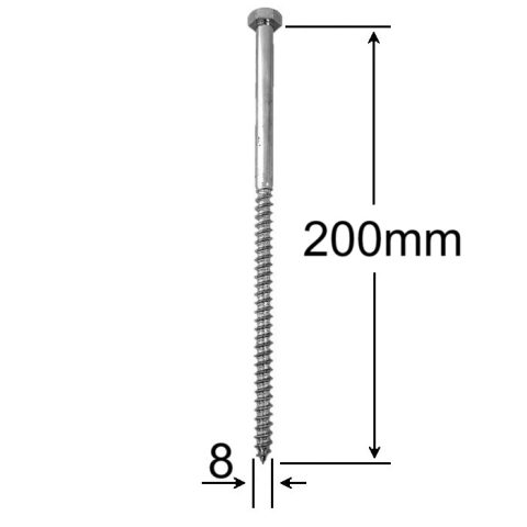 Holsurub Lemn Cap Hexagonal 8x200mm DIN 571 - 50buc/cutie