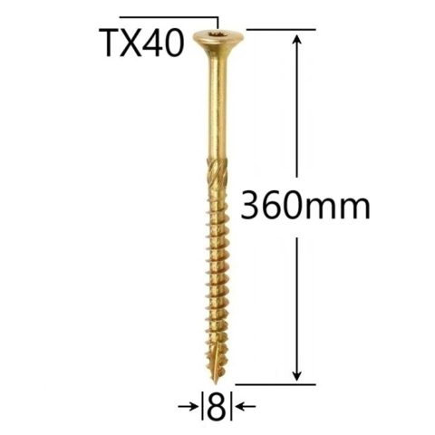 Surub Dulgherie Cap Inecat 8x360mm Torx TX40 - 50buc/cutie