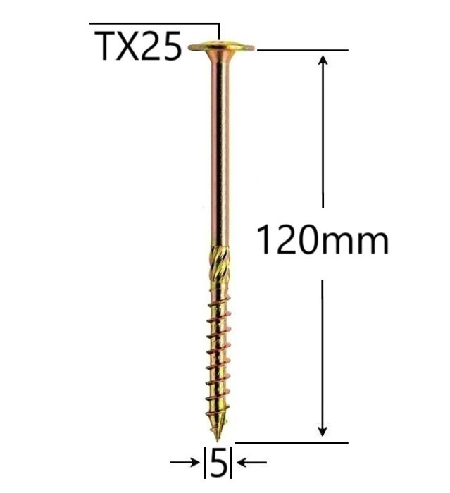 Surub Dulgherie Cap Plat 5x120mm Torx TX25 - 100buc/cutie