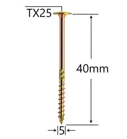 Surub Dulgherie Cap Plat 5x40mm Torx TX25 - 200buc/cutie