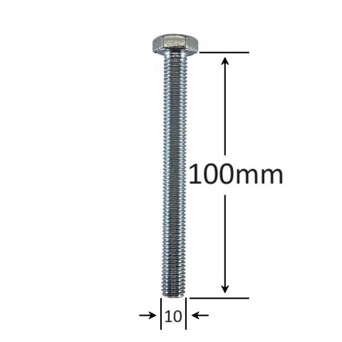 Surub Filet Metric M10x100mm Cap Hexagonal DIN 933 Gr.8.8 Zincat - 50buc/cutie