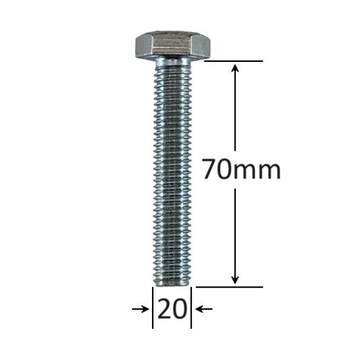 Surub Filet Metric M20x70mm Cap Hexagonal DIN 933 Gr.8.8 Zincat - 25buc/cutie