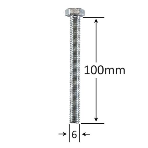 Surub Filet Metric M6x100mm Cap Hexagonal DIN 933 Gr.8.8 Zincat - 100buc/cutie