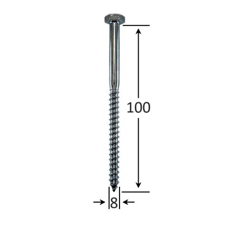 Holsurub Lemn Cap Hexagonal 8x100mm DIN 571 - 100buc/cutie