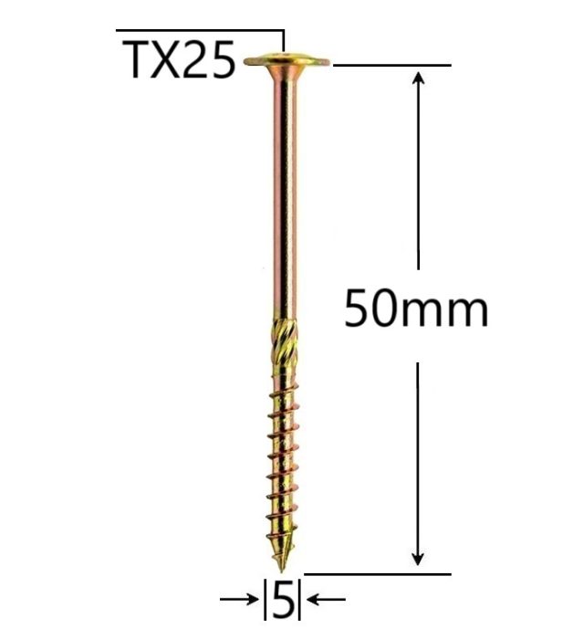 Surub Dulgherie Cap Plat 5x50mm Torx TX25 - 200buc/cutie