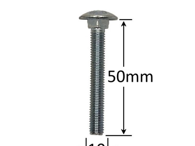 Surub Filet Metric Cap Bombat Torbant M10x50mm DIN 603 Zincat - 50buc/cutie