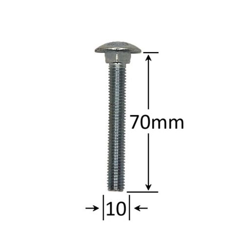 Surub Filet Metric Cap Bombat Torbant M10x70mm DIN 603 Zincat - 50buc/cutie