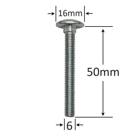 Surub Filet Metric Cap Bombat Torbant M6x50mm DIN 603 Zincat - 100buc/cutie