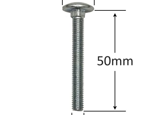 Surub Filet Metric Cap Bombat Torbant M6x50mm DIN 603 Zincat - 100buc/cutie