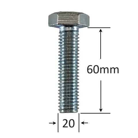 Surub Filet Metric M20x60mm Cap Hexagonal DIN 933 Gr.8.8 Zincat - 25buc/cutie
