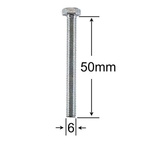Surub Filet Metric M6x50mm Cap Hexagonal DIN 933 Gr.8.8 Zincat - 100buc/cutie