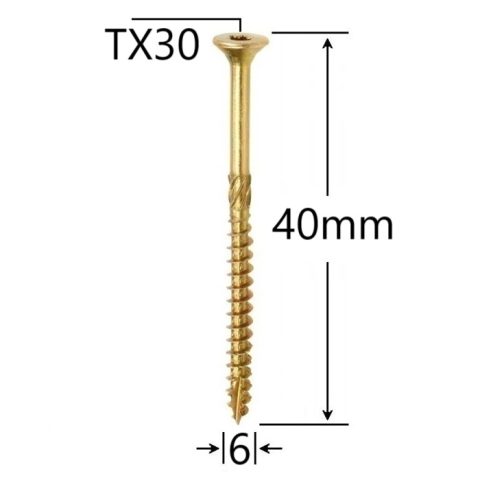 Surub Dulgherie Cap Inecat 6x40mm Torx TX30 - 100buc/cutie