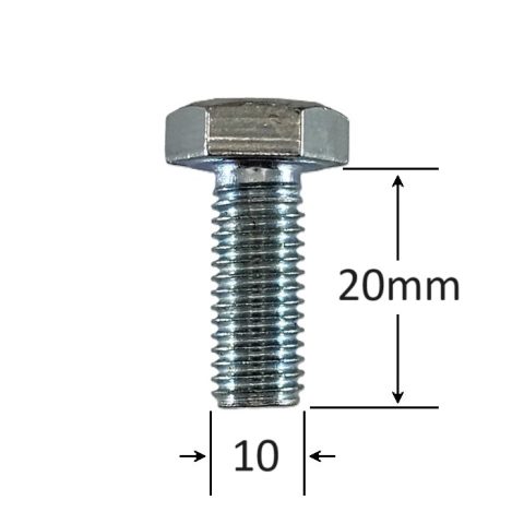 Surub Filet Metric M10x20mm Cap Hexagonal DIN 933 Gr.8.8 Zincat - 100buc/cutie