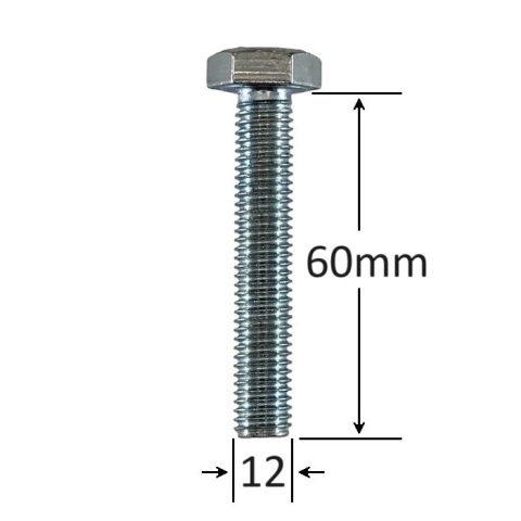 Surub Filet Metric M12x60mm Cap Hexagonal DIN 933 Gr.8.8 Zincat - 50buc/cutie