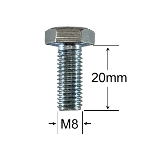 Surub Filet Metric M8x20mm Cap Hexagonal DIN 933 Gr.8.8 Zincat - 100buc/cutie