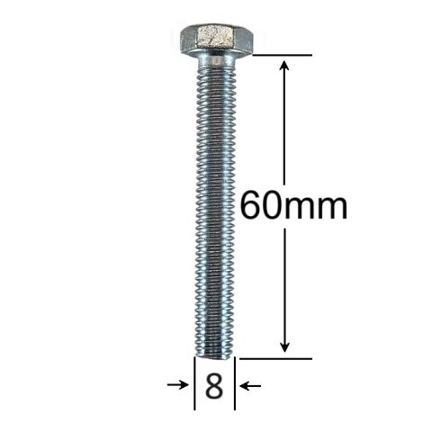 Surub Filet Metric M8x60mm Cap Hexagonal DIN 933 Gr.8.8 Zincat - 50buc/cutie