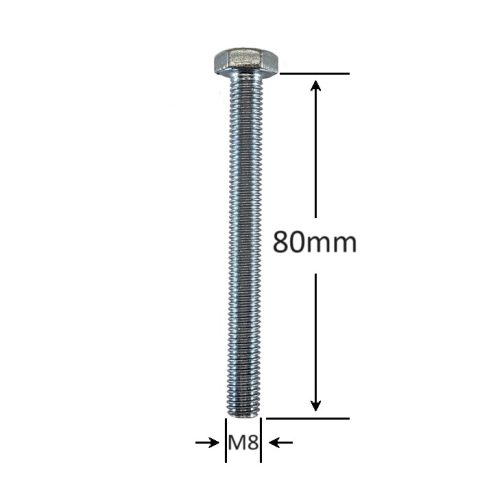Surub Filet Metric M8x80mm Cap Hexagonal DIN 933 Gr.8.8 Zincat - 50buc/cutie