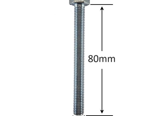 Surub Filet Metric M8x80mm Cap Hexagonal DIN 933 Gr.8.8 Zincat - 50buc/cutie