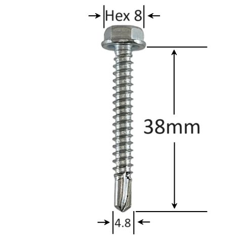 Surub Autoforant Cap Hexagonal 4.8x38mm Zincat DIN 7504K - 200buc/cutie