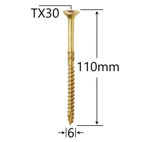 Surub Dulgherie Cap Inecat 6x110mm Torx TX30 - 100buc/cutie