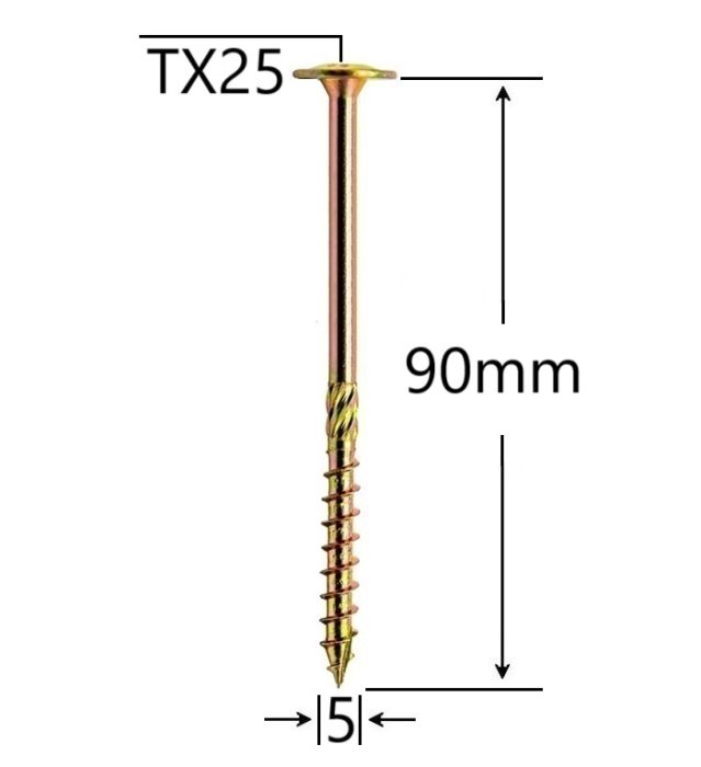 Surub Dulgherie Cap Plat 5x90mm Torx TX25 - 150buc/cutie