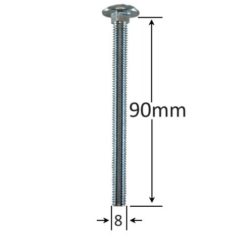Surub Filet Metric Cap Bombat Torbant M8x90mm DIN 603 Zincat - 50buc/cutie