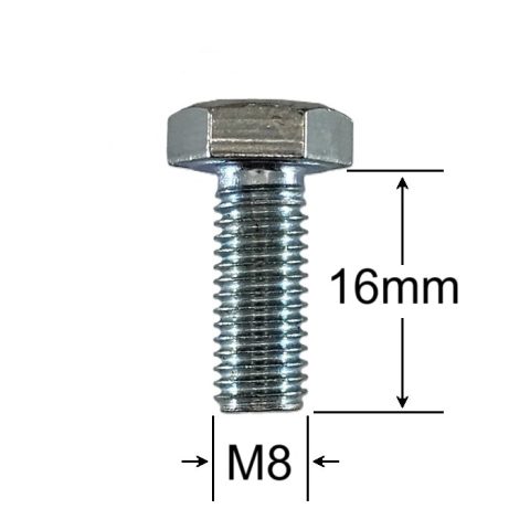 Surub Filet Metric M8x16mm Cap Hexagonal DIN 933 Gr.8.8 Zincat - 100buc/cutie