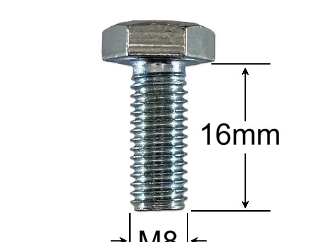 Surub Filet Metric M8x16mm Cap Hexagonal DIN 933 Gr.8.8 Zincat - 100buc/cutie