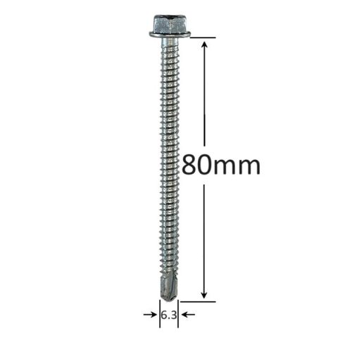 Surub Autoforant Cap Hexagonal 6.3x80mm Zincat DIN 7504K - 100buc/cutie