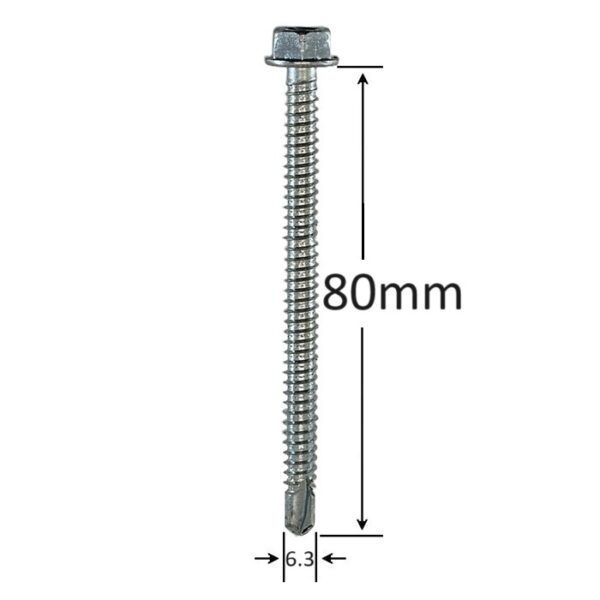 Surub Autoforant Cap Hexagonal 6.3x80mm Zincat a